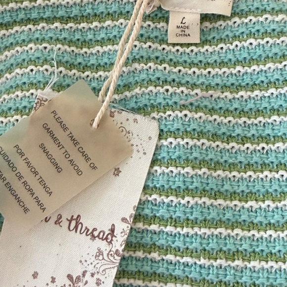 Hem & Thread Striped knit Tank NWT Size Large Crop - Picture 4 of 5